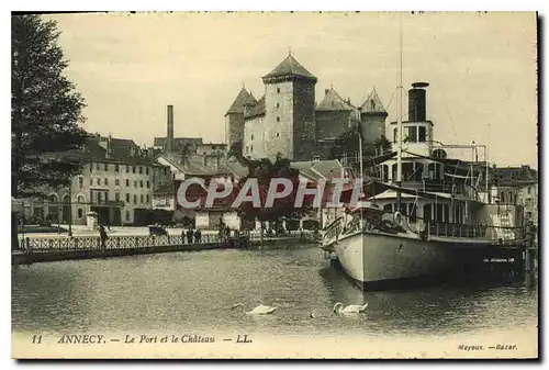 Ansichtskarte AK Annecy Le Port et le Chateau Bateau