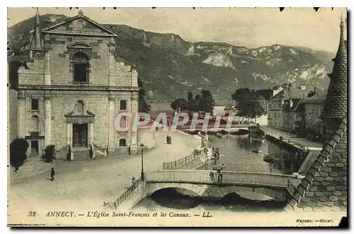 Ansichtskarte AK Annecy L'Eglise Saint Francois et les Canaux