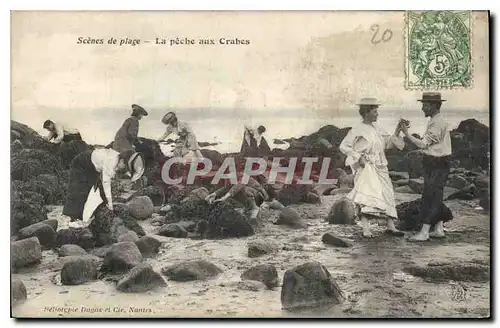 Cartes postales Scenes de Plage la Peche aux Crabes