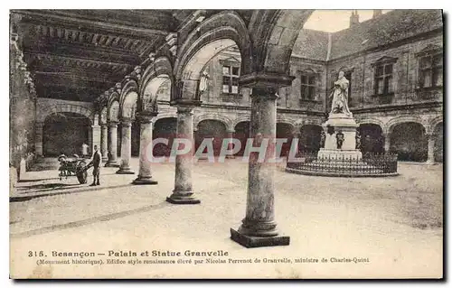 Cartes postales Besancon Palais et Statue Granvelle