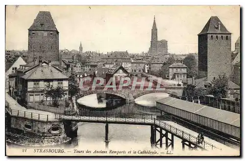 Ansichtskarte AK Strasbourg Tours des Anciens Remparts et la Cathedrale