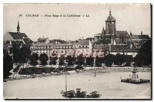 Cartes postales Colmar Place Rapp et la Cathedrale