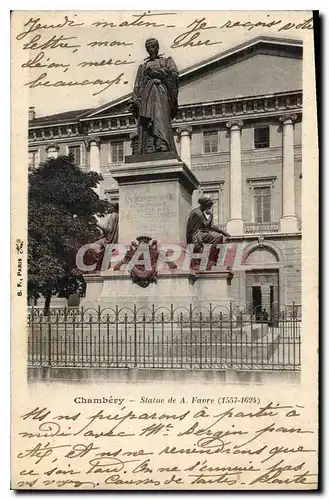 Cartes postales Chambery statue de A faure 1557 1624