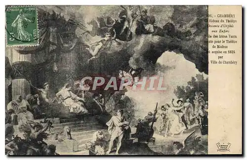 Cartes postales Chambery le Rideau du Theatre descente d'Orphee aux Enfers des freres Vacca vente pour le Theatr