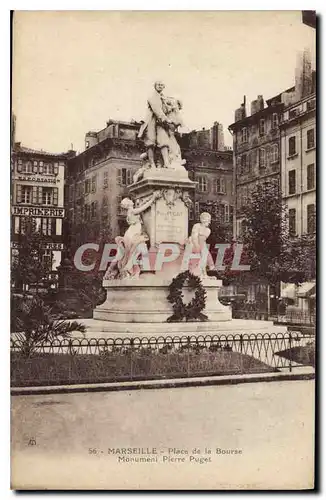 Ansichtskarte AK Marseille place de la Bourse Monument Pierre Puget