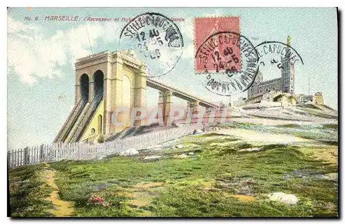 Cartes postales Marseille l'Ascenseur et Notre Dame de la Garde