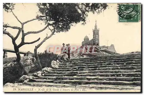 Cartes postales Marseille N D de la garde a travers les Pins