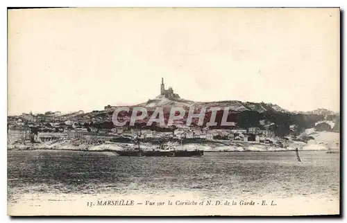 Cartes postales Marseille vue sur la Corniche et N D de la Garde