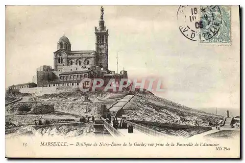 Ansichtskarte AK Marseille Basilique de Notre Dame de la Garde vue prise de la Passerelle de l'Ascenseur