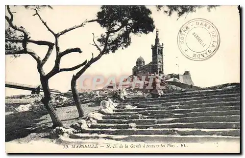 Cartes postales Marseille N D de la Garde a travers les Pins