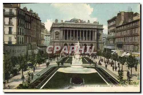 Ansichtskarte AK Marseille Square de la Bourse et Monument de Pierre Puget