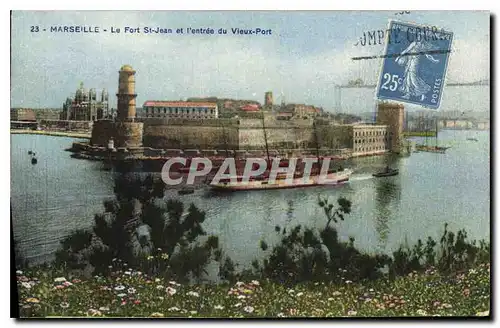 Ansichtskarte AK Marseille le Fort St Jean et l'entree du Vieux port