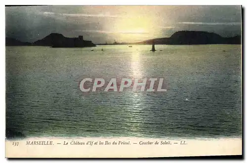 Cartes postales Marseille le chateau d'If et les Iles Frioul Coucher de Soleil