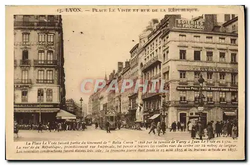 Cartes postales Lyon place le Viste et rue de la Republique