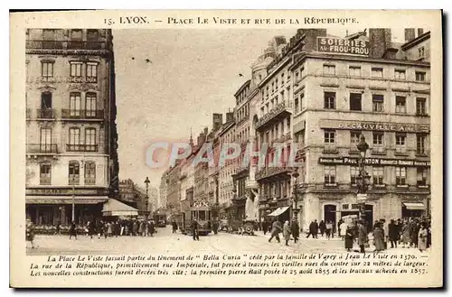 Cartes postales Lyon place le Viste et rue de la Republique