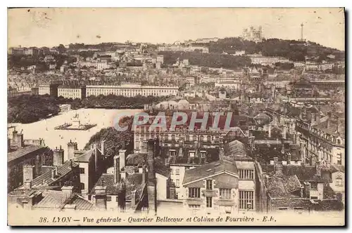 Cartes postales Lyon vue generale Quartier Bellecour et Colline de Fourviere