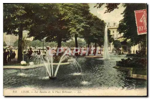 Ansichtskarte AK Lyon les Bassins de la place Bellecour