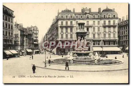 Cartes postales Lyon la Fontaine et la place des Jacobins