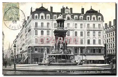 Cartes postales Lyon la Fontaine et la place des Jacobins