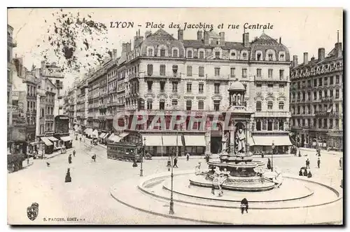 Cartes postales Lyon place des Jacobins et rue Centrale