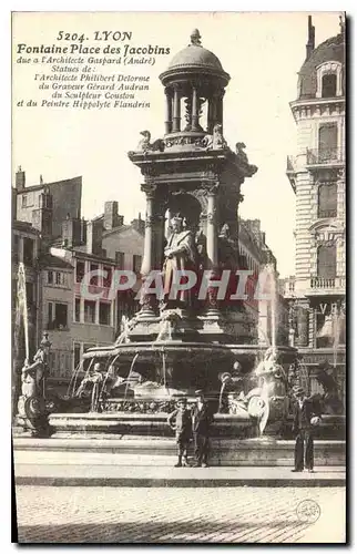 Ansichtskarte AK Lyon fontaine place des Jacobins due a l'Architecte Gaspard Andre statue de l'Architecte Philibe