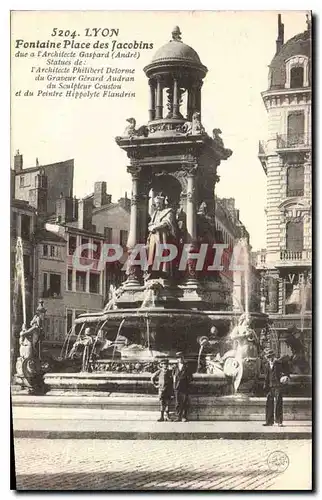 Cartes postales Lyon fontaine place des Jacobins due a l'Architecte Gaspard Andre statue de l'Architecte Philibe