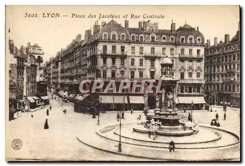 Cartes postales Lyon place des Jacobins et rue Centrale