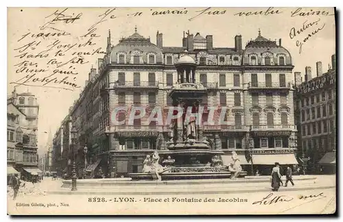Cartes postales Lyon place et Fontaine des Jacobins
