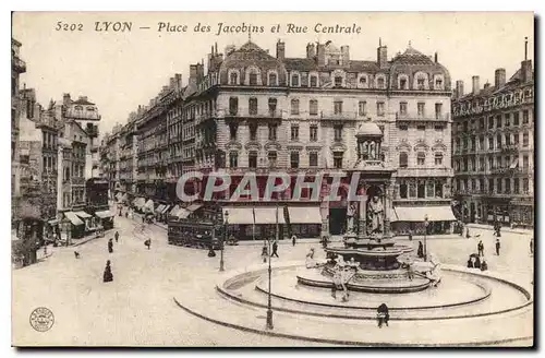 Cartes postales Lyon place des Jacobins et rue Centrale