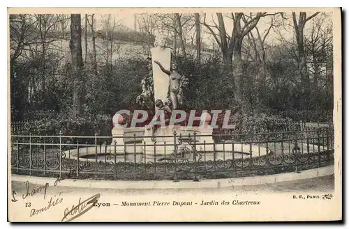 Cartes postales Lyon Monument Pierre Dupont jardin des Chartreux