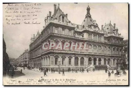 Ansichtskarte AK Lyon La Bourse et la Rue de la Republique