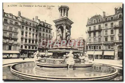 Cartes postales Lyon Fontaine et la Place des Jacobins