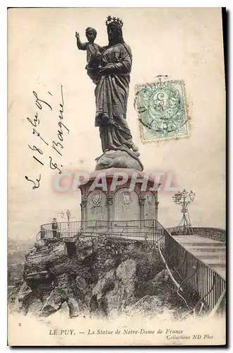 Cartes postales Le Puy La Statue de Notre Dame de France