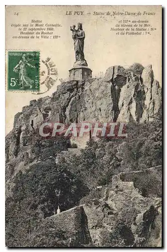 Cartes postales Le Puy Statue de Notre Dame de France