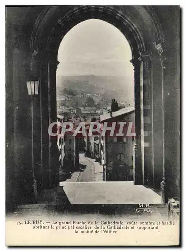 Cartes postales Le Puy Le grans Porche de la Cathedrale voute spmbre et hardie