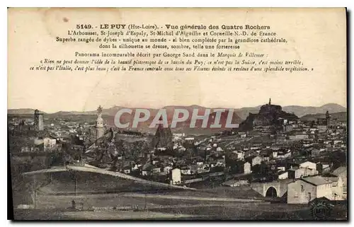 Cartes postales Le Puy Hte Loire Vue generale des Quatre Rochers