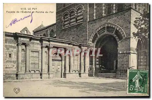 Cartes postales Le Puy Facade de l'Eveche et Porche du For