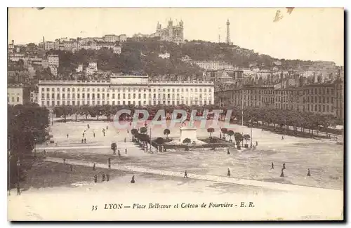 Ansichtskarte AK Lyon Place Bellecour et Coteau de Fourviere