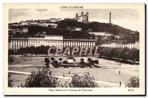 Cartes postales Lyon Place Bellecour et Coteau de Fourviere