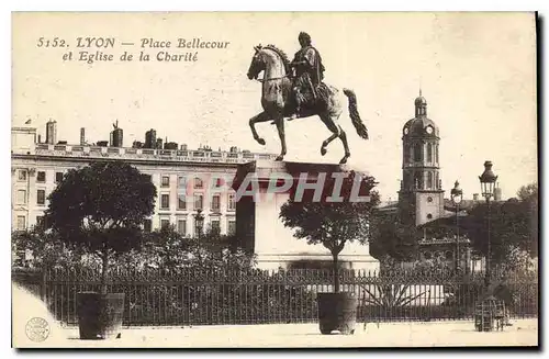 Cartes postales Lyon Place Bellecour et Eglise de la Cbarite