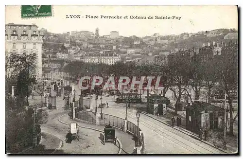 Cartes postales Lyon Place Perrache et Coteau de Sainte Foy Tramway