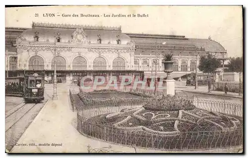 Ansichtskarte AK Lyon Gare des Brotteaux Les Jardin et le Buffet Tramways