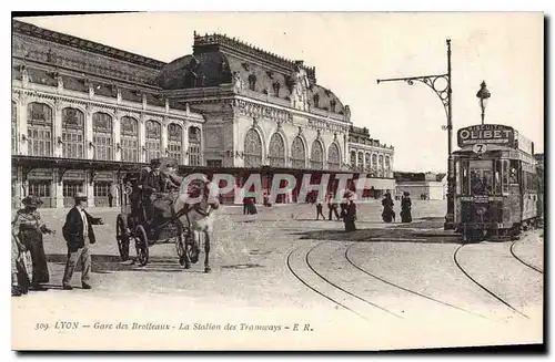 Ansichtskarte AK Lyon Gare des Brotteaux La station des tramways Cheval