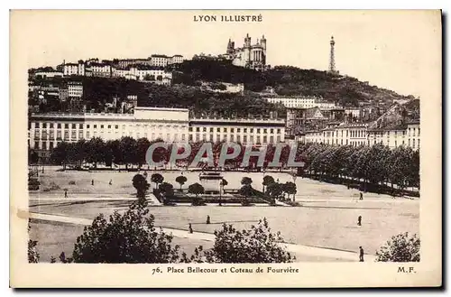Cartes postales Lyon Place Bellecour et Coteaux de Fourviere