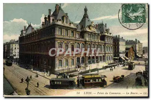 Cartes postales Lyon Palais du Commerce La Bourse Tramways