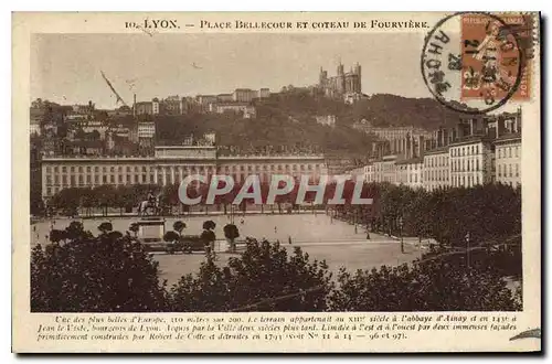 Cartes postales Lyon Plave Bellecour et Coteau de Fourviere