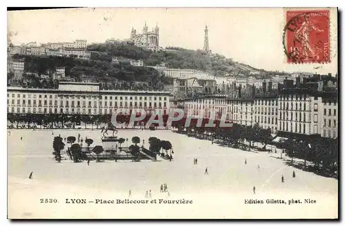 Cartes postales Lyon Place Bellecour et Fourviere