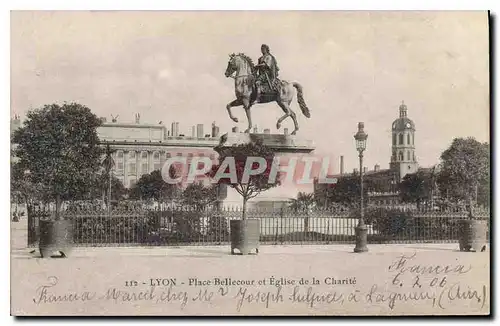 Cartes postales Lyon Place Bellecour et Eglise de la Charite