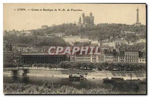 Cartes postales Lyon Coteau et Basilique de N D de Fourviere