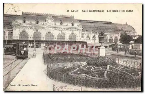 Cartes postales Lyon Gare des Brotteaux Les Jardins et le Buffet